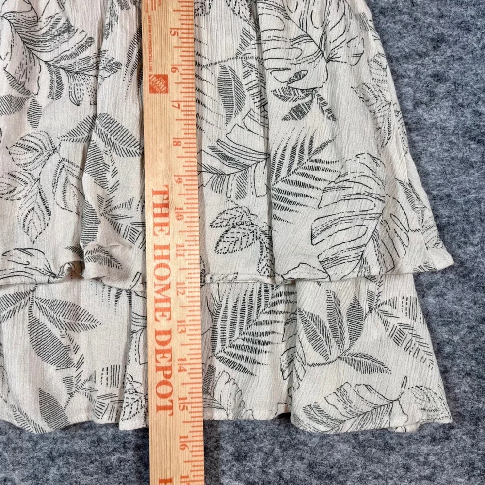 Paper Crane Tiered Mini Skirt Womens‎ M Cream Tropical Ruffle Coastal Beach Boho